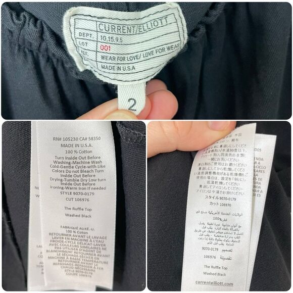 Current Elliott The Ruffle Top in Washed Black - Picture 8 of 9